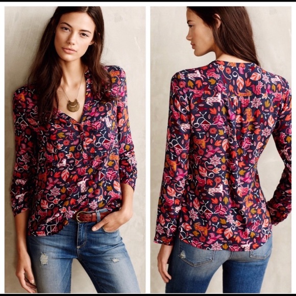 Anthropologie Tops - Anthropologie Maeve Moonflower Henley size 6